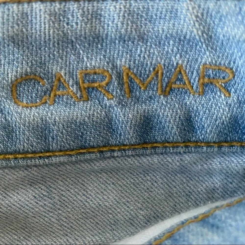 Carmar Denim Shorts Womens 24 Light Blue Distressed Low‎ Rise Raw Hem Cutoffs